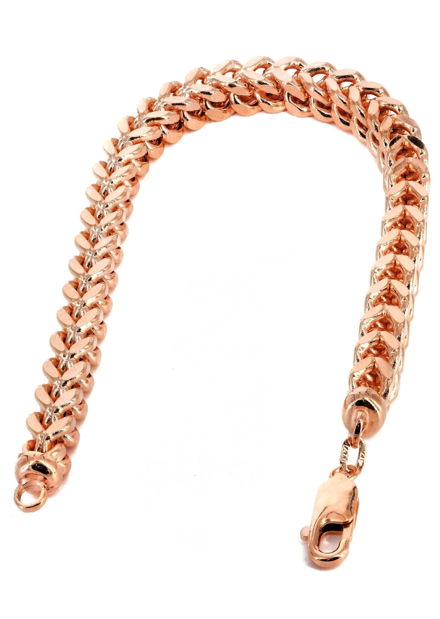 14K Rose Gold Bracelet Semi Solid  Franco For Women - Image 3