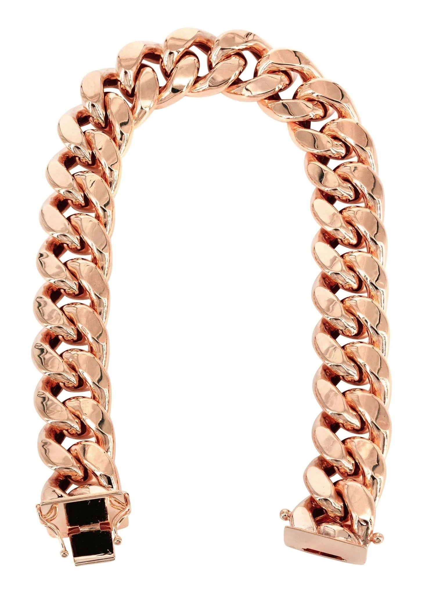 14K Rose Gold Bracelet Semi Solid  Miami Cuban Link Women - Image 2