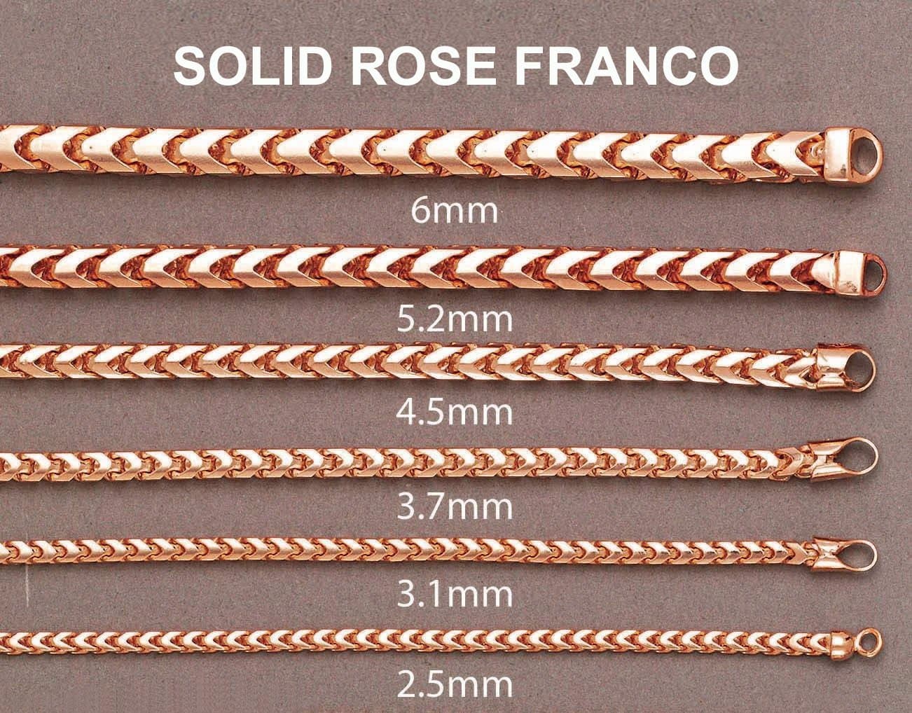 14K Rose Gold Bracelet Solid Franco For Women - Image 4