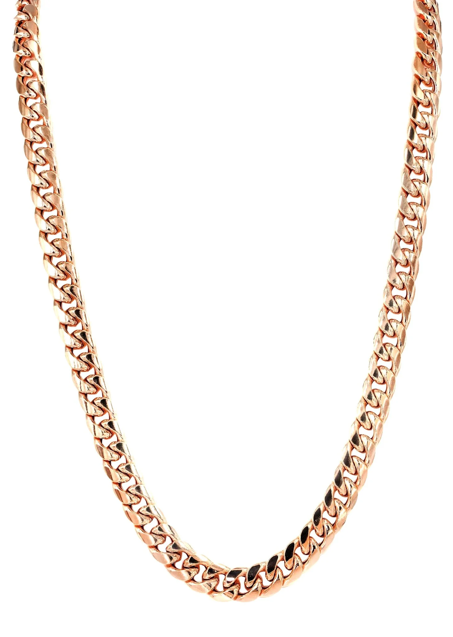 Womens 14K Rose Gold Chain - Semi Solid Rose Miami Cuban Link Chain - Image 3