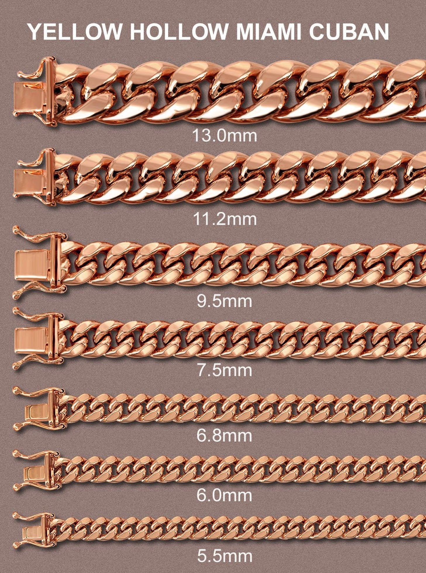 Womens 14K Rose Gold Chain - Semi Solid Rose Miami Cuban Link Chain - Image 5