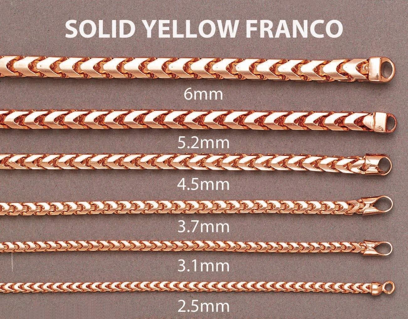 14K Rose Gold Chain - Womens Solid Franco Chain - Image 5