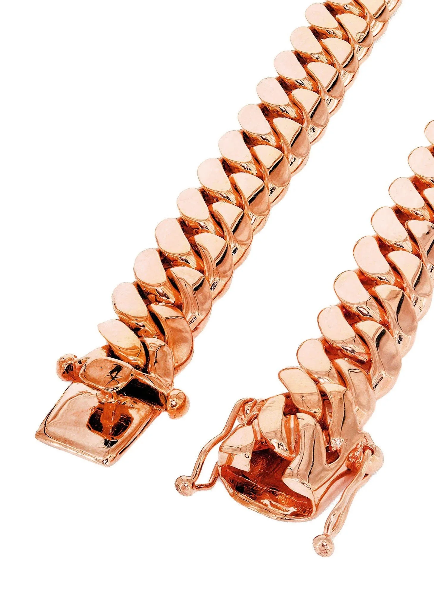 Womens 14K Rose Gold Chain - Solid Miami Cuban Link Chain 14K Rose Gold - Image 4