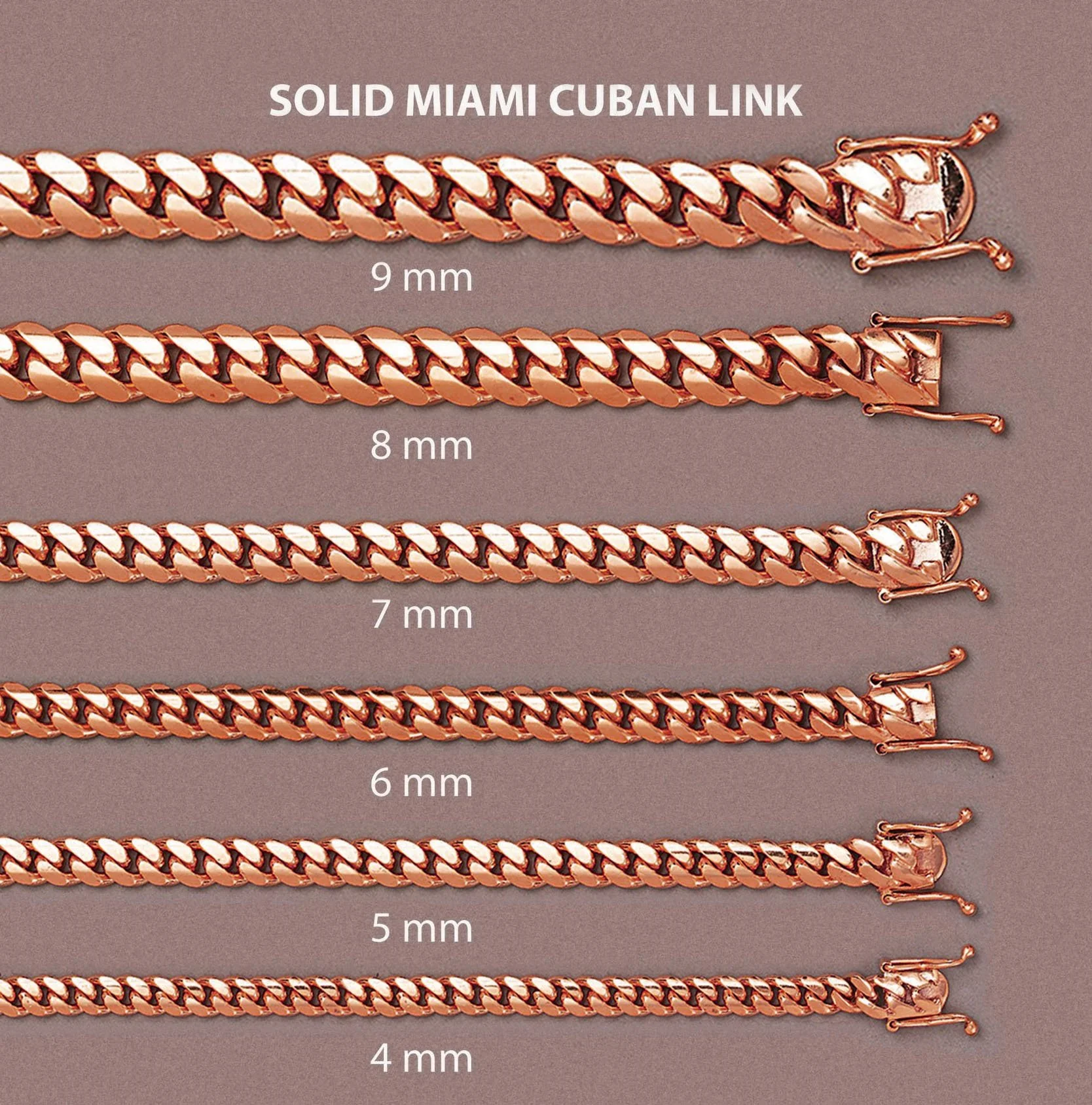 Womens 14K Rose Gold Chain - Solid Miami Cuban Link Chain 14K Rose Gold - Image 6