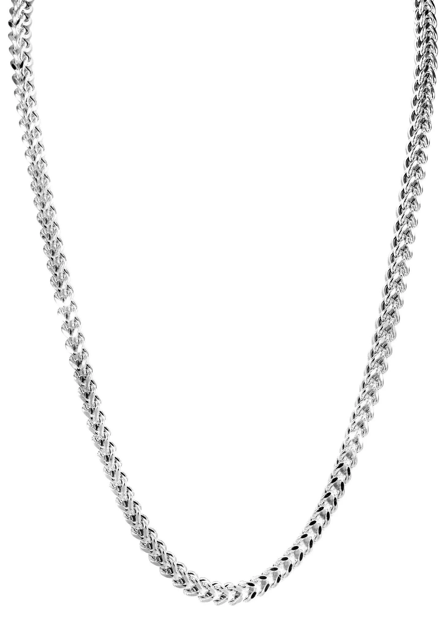 Womens 14K White Gold Chain - Semi Solid  White Franco Chain - Image 3