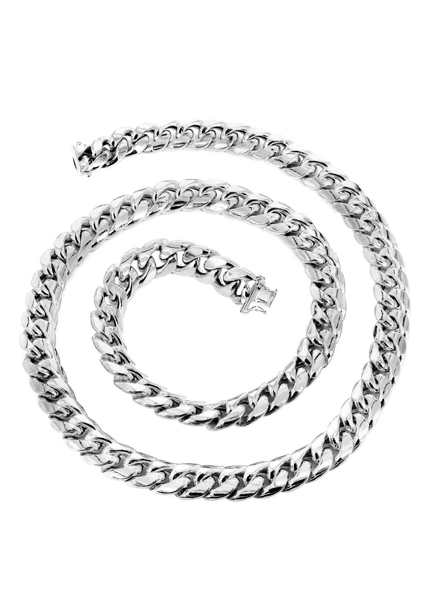 Womens 14K White Gold Chain - Semi Solid Miami Cuban Link Chain - Image 2