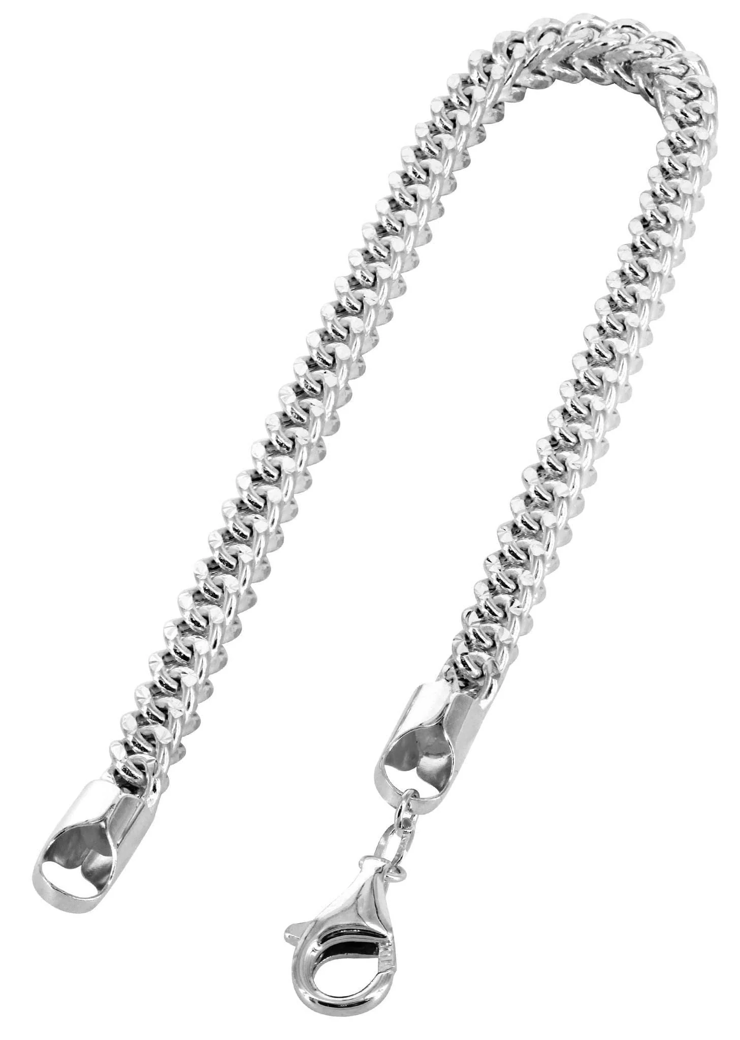 Semi Solid  Womens Diamond Cut Franco Bracelet 10K White Gold - Image 2