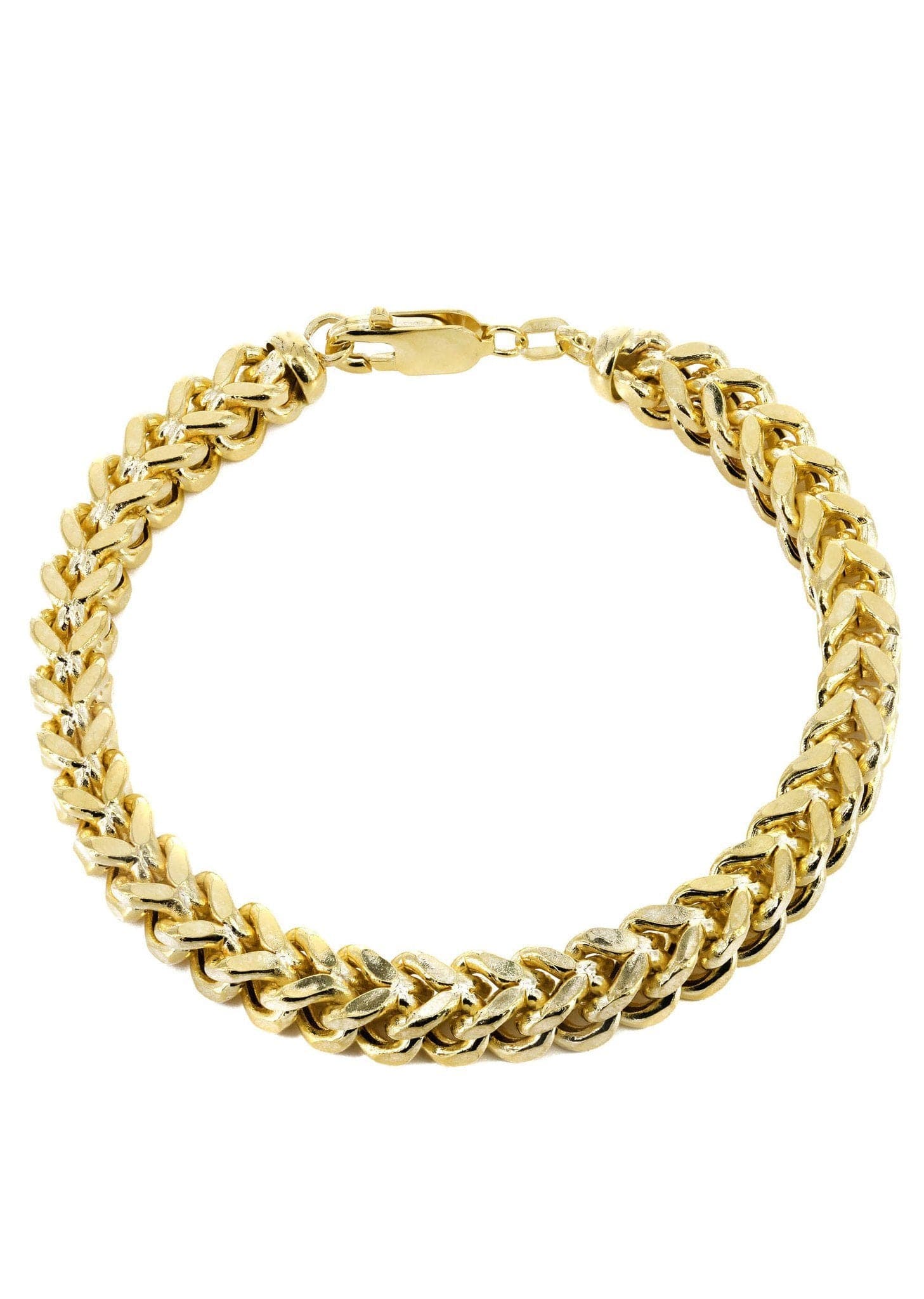 Semi Solid  Womens Franco Bracelet 10K Yellow Gold