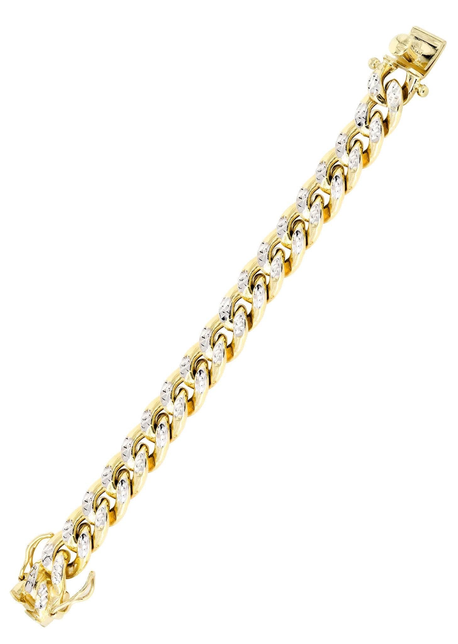 Semi Solid  Womens Diamond Cut Miami Cuban Link Bracelet 10K Gold - Image 3
