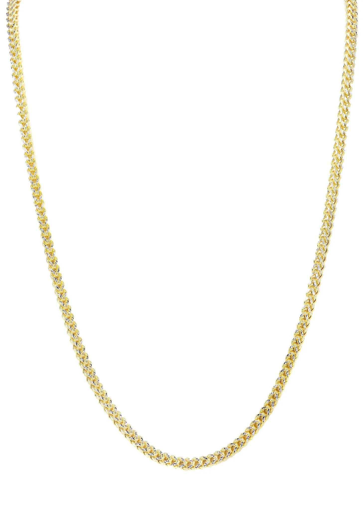 Womens 14K Yellow Gold Chain - Semi Solid Diamond Cut Franco Chain - Image 3