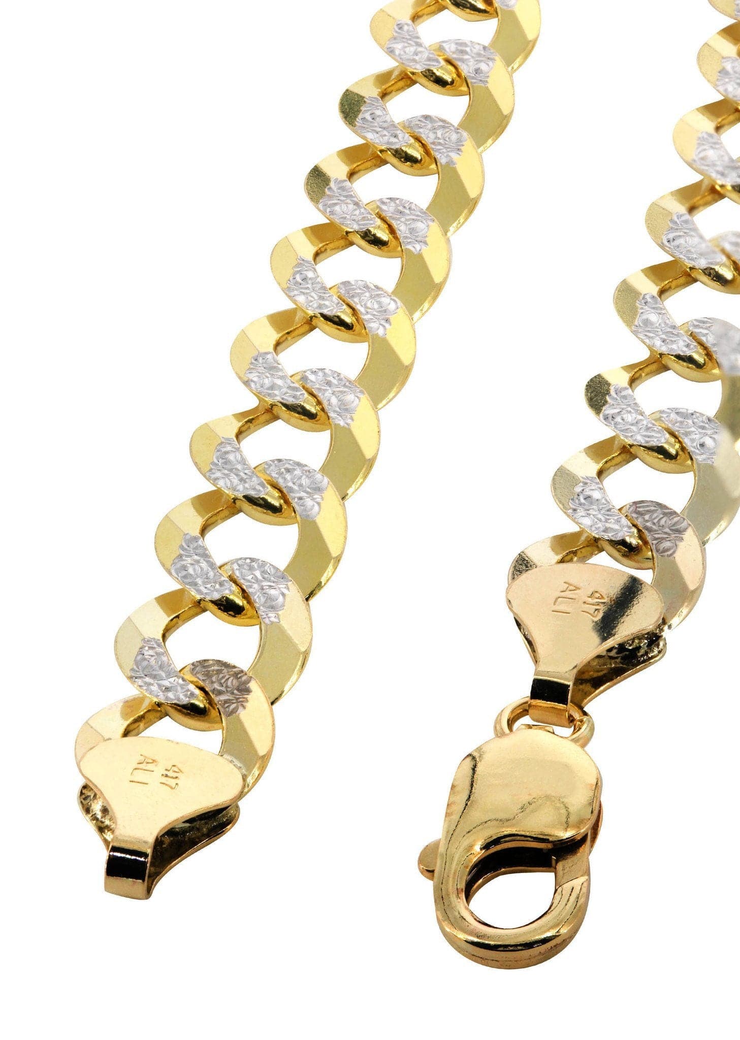 Semi Solid Womens Diamond Cut Cuban Bracelet 10K Yellow Gold - Image 2