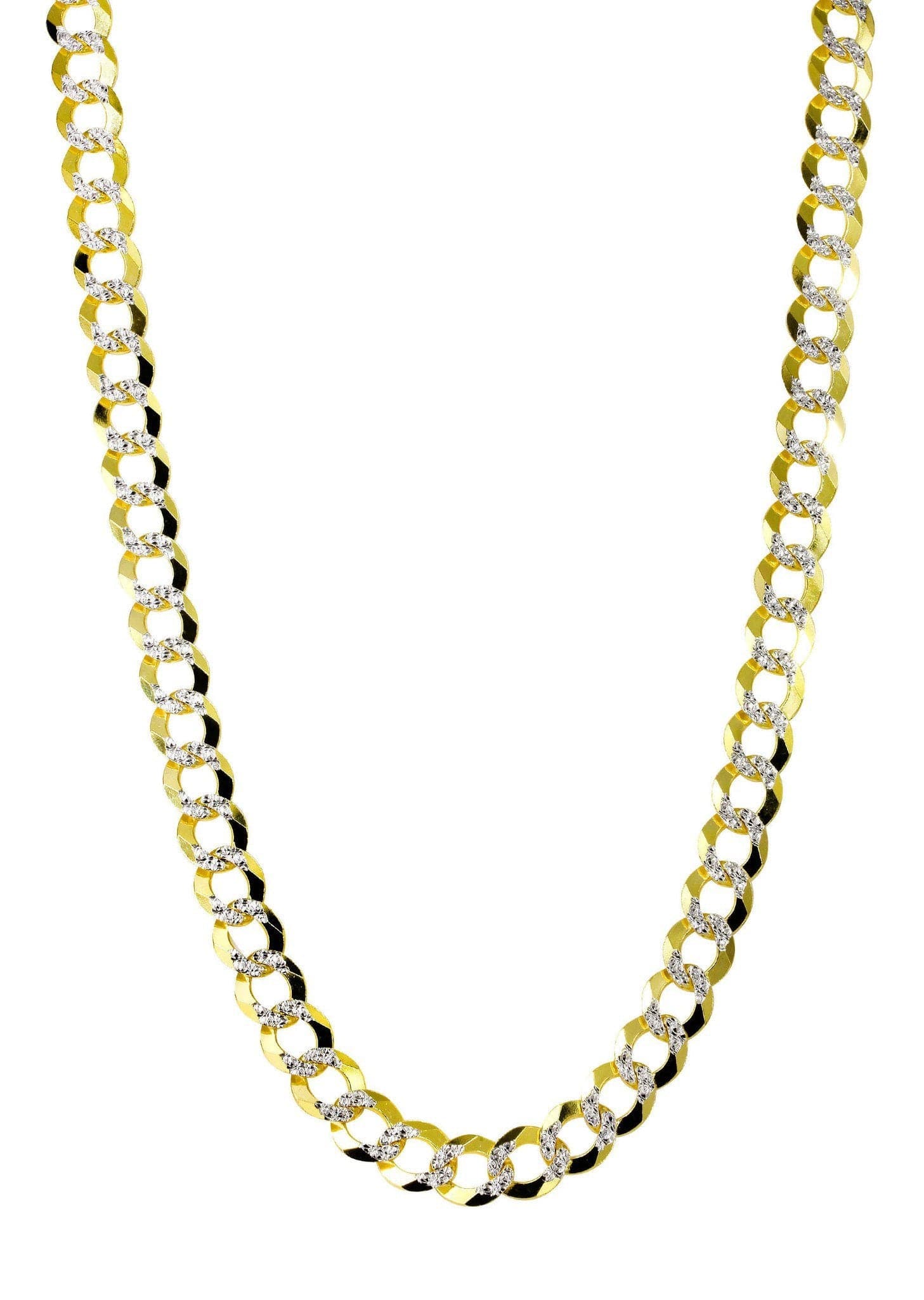 Gold Chain - Semi Solid  Diamond Cut Womens Cuban Link Chain 10K Gold - Image 3