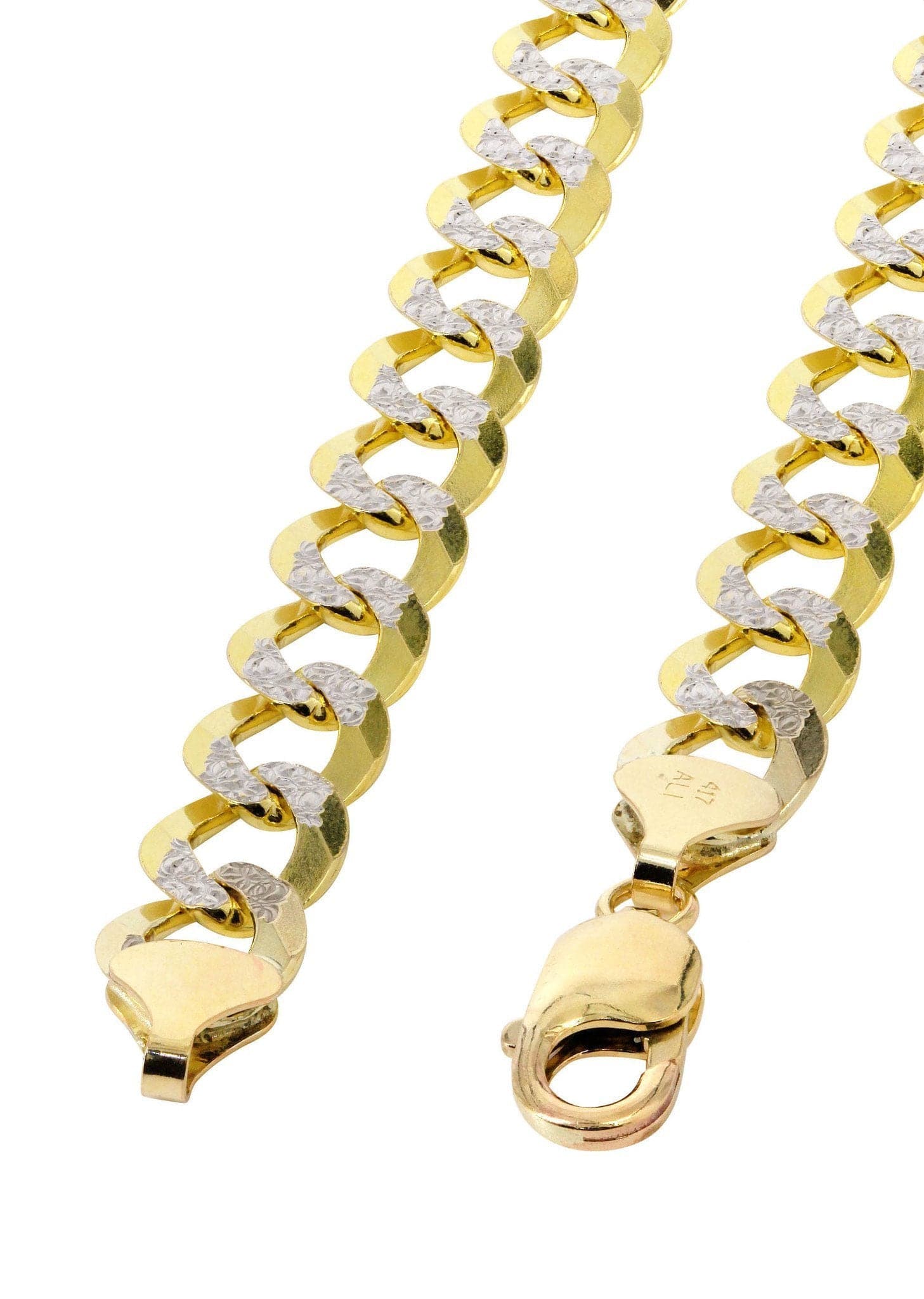 Gold Chain - Semi Solid  Diamond Cut Womens Cuban Link Chain 10K Gold - Image 4