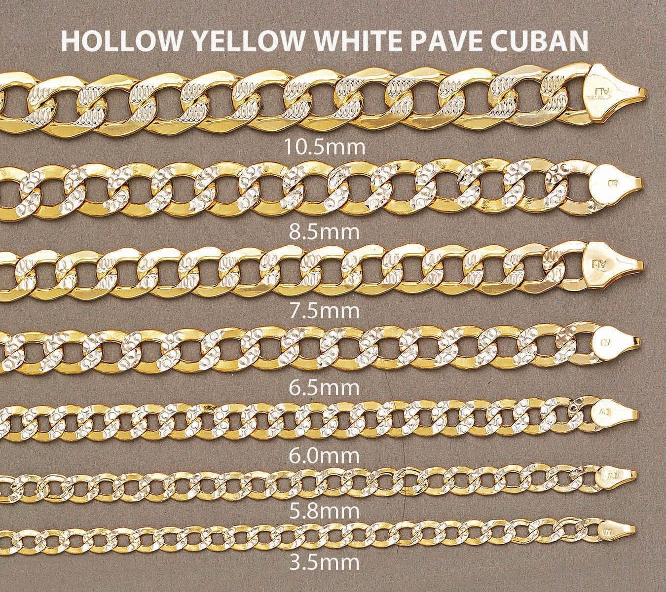 Gold Chain - Semi Solid  Diamond Cut Womens Cuban Link Chain 10K Gold - Image 5