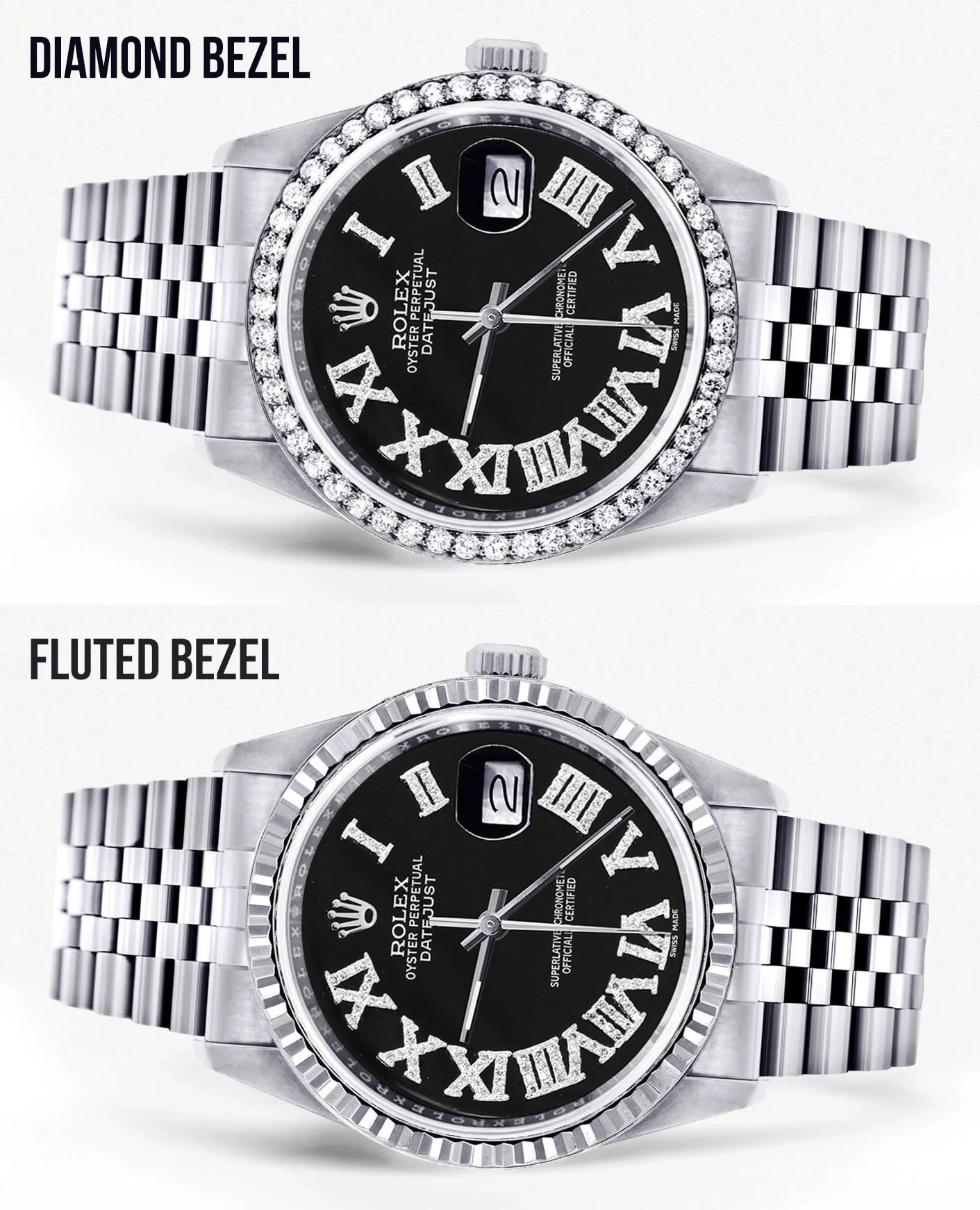 Womens Rolex Datejust Watch 16200 | 36Mm | Black Roman Numeral Dial | Jubilee Band - Image 2