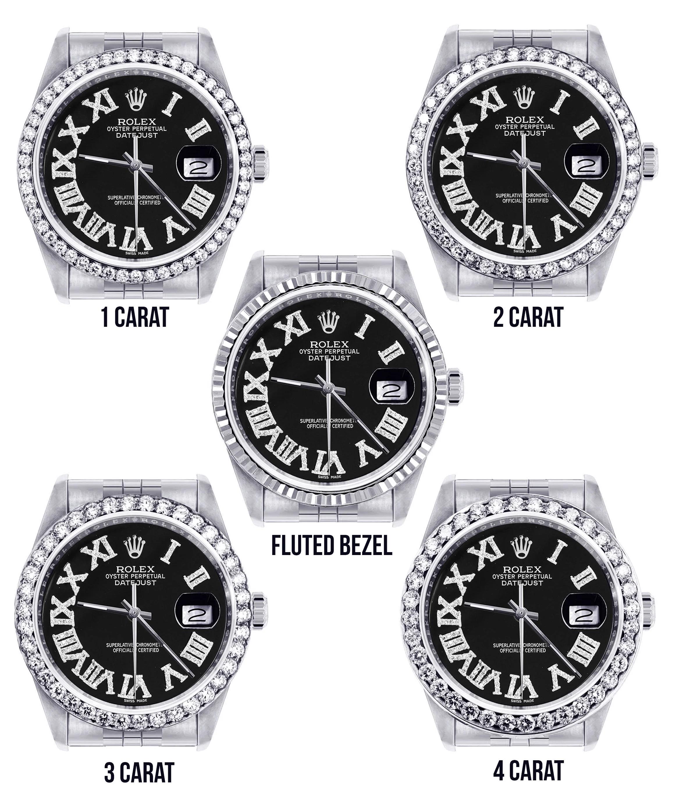 Womens Rolex Datejust Watch 16200 | 36Mm | Black Roman Numeral Dial | Jubilee Band - Image 3