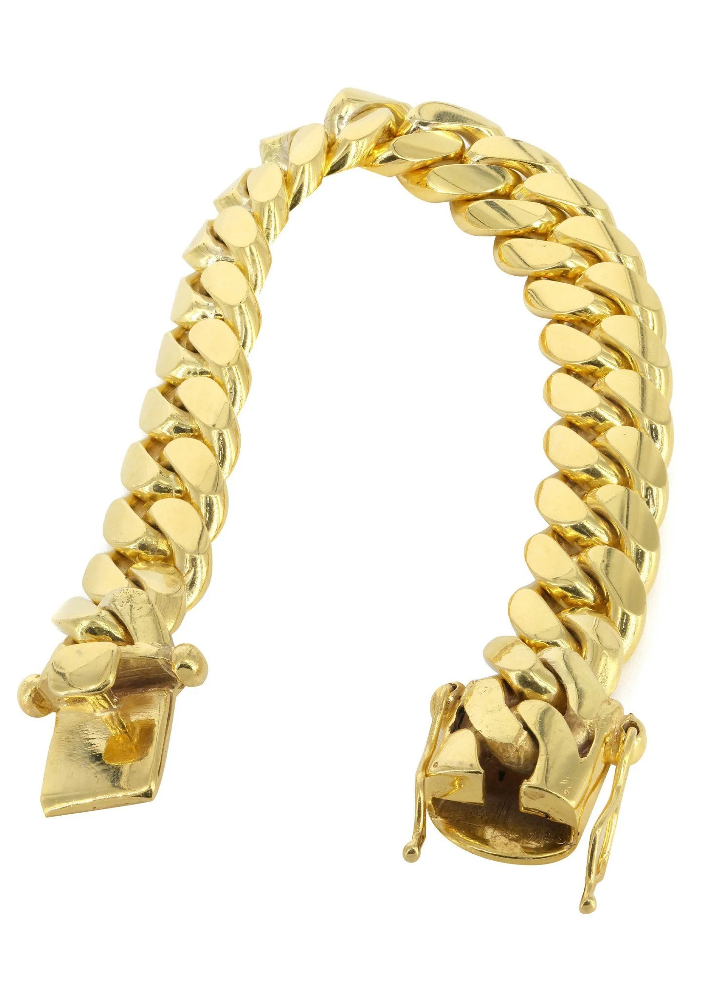 Solid Womens Miami Cuban Link Bracelet 10K Yellow Gold - Image 2