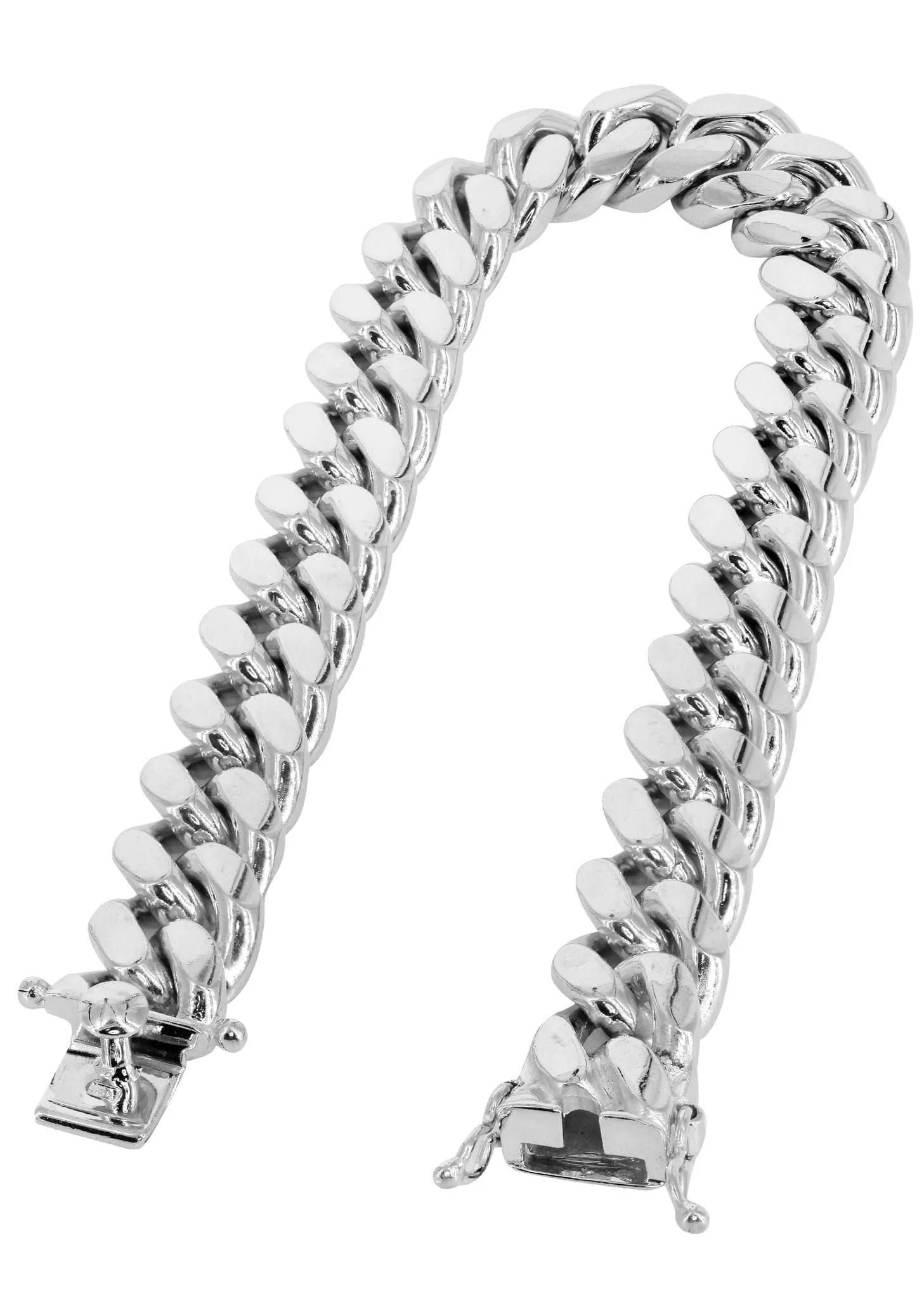 14K White Gold Bracelet Solid Miami Cuban Link For Women - Image 2