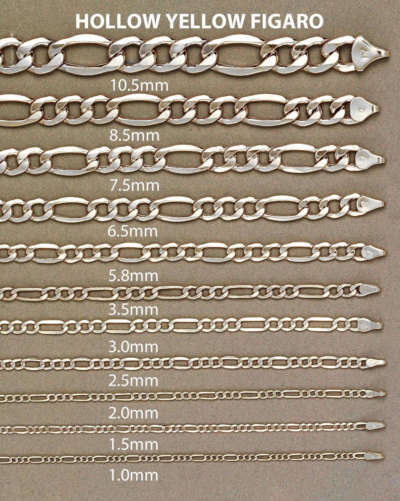 White Gold Chain - Womens Semi Solid  Figaro Chain 10K Gold - Image 5