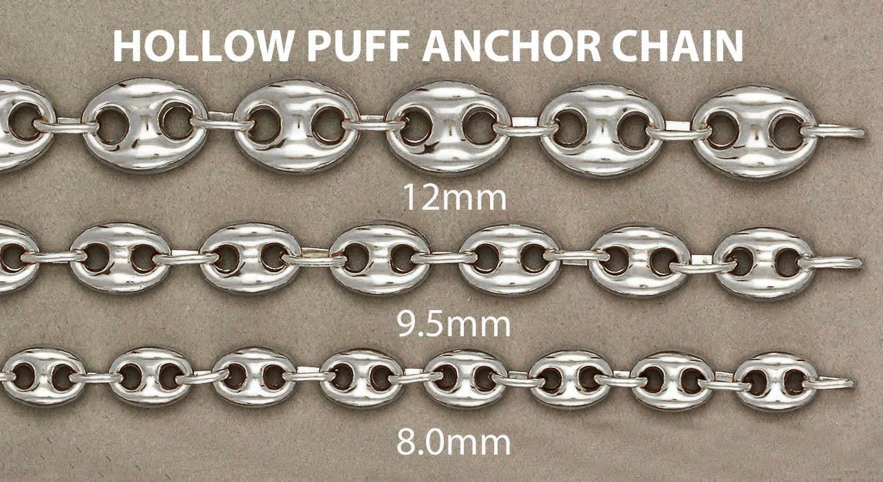 White Gold Chain - Womens Semi Solid  Puff Chain 10K Gold - Image 5
