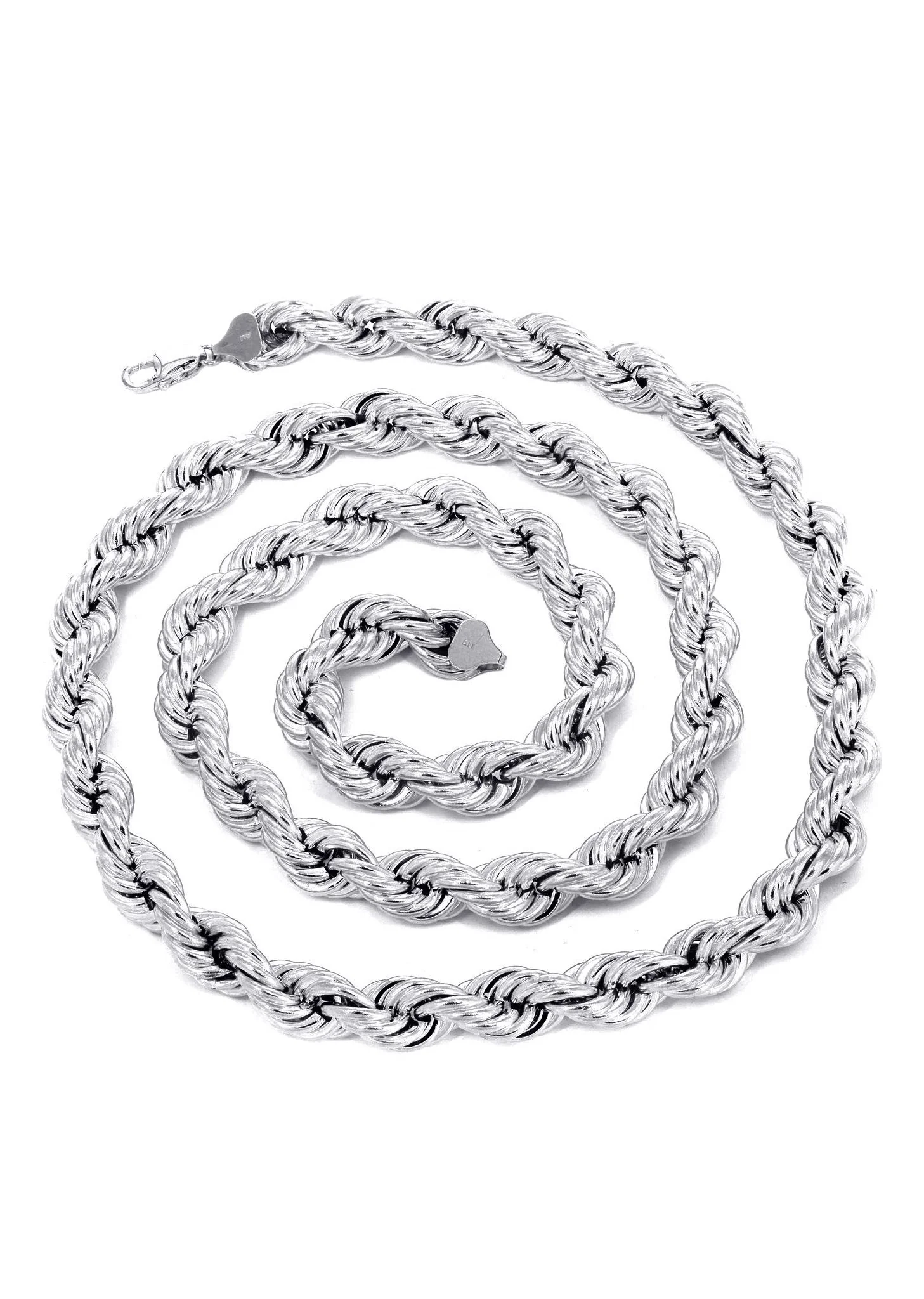 White Gold Chain - Womens Semi Solid  Rope Chain 10K Gold - Image 3
