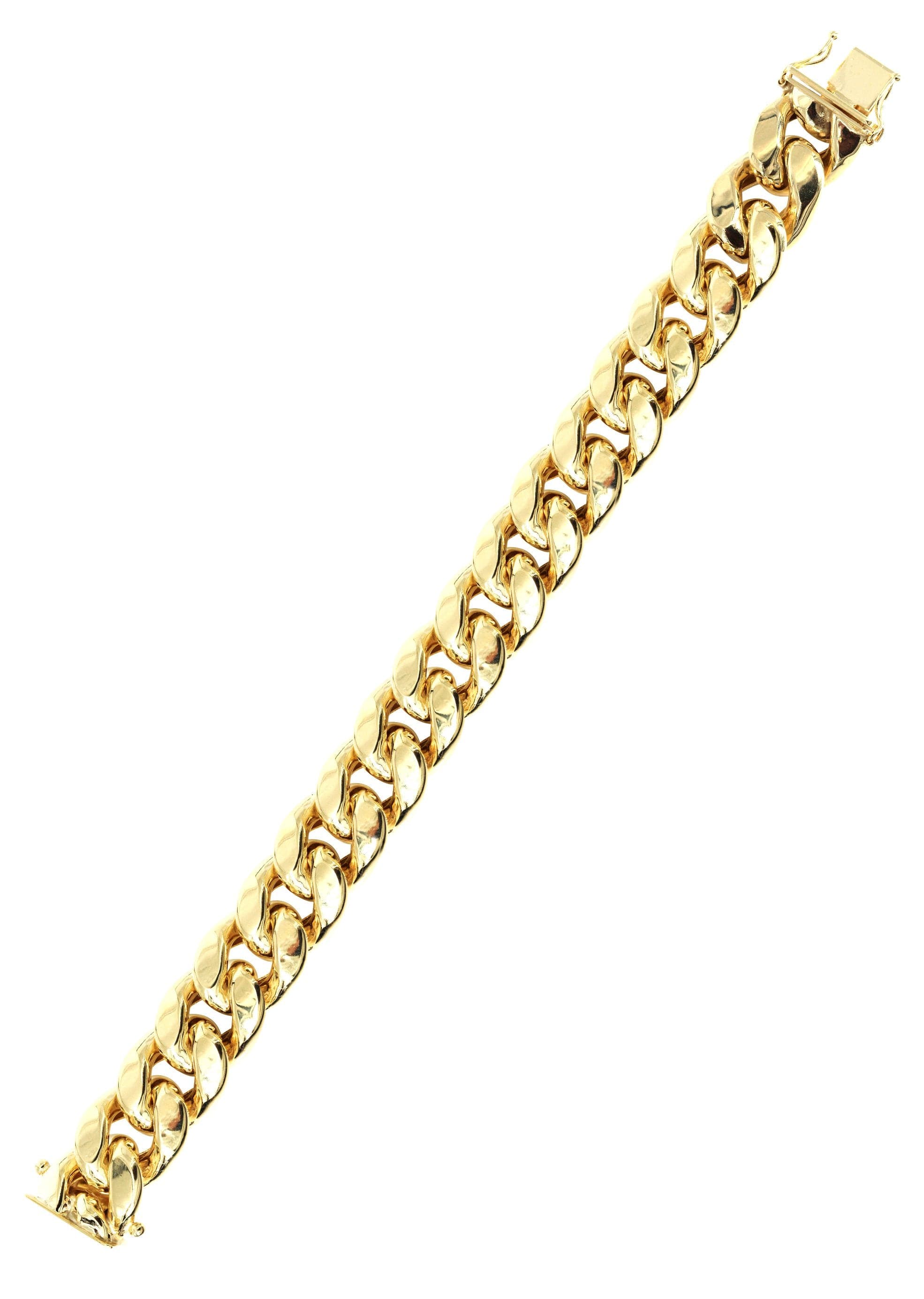 Semi Solid Womens Miami Cuban Link Bracelet 10K Yellow Gold - Image 3