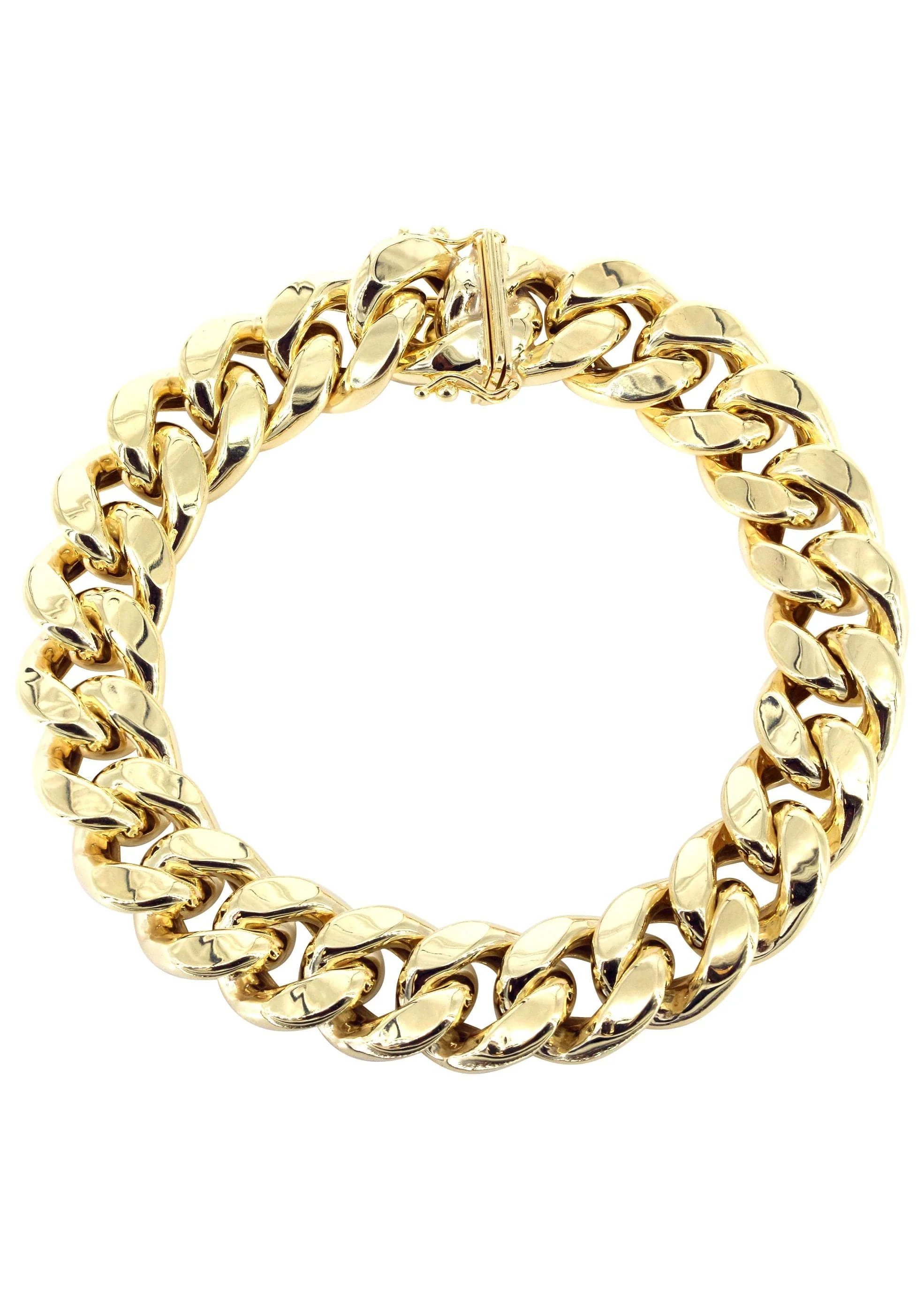 14K Gold Bracelet Semi Solid Miami Cuban Link For Women