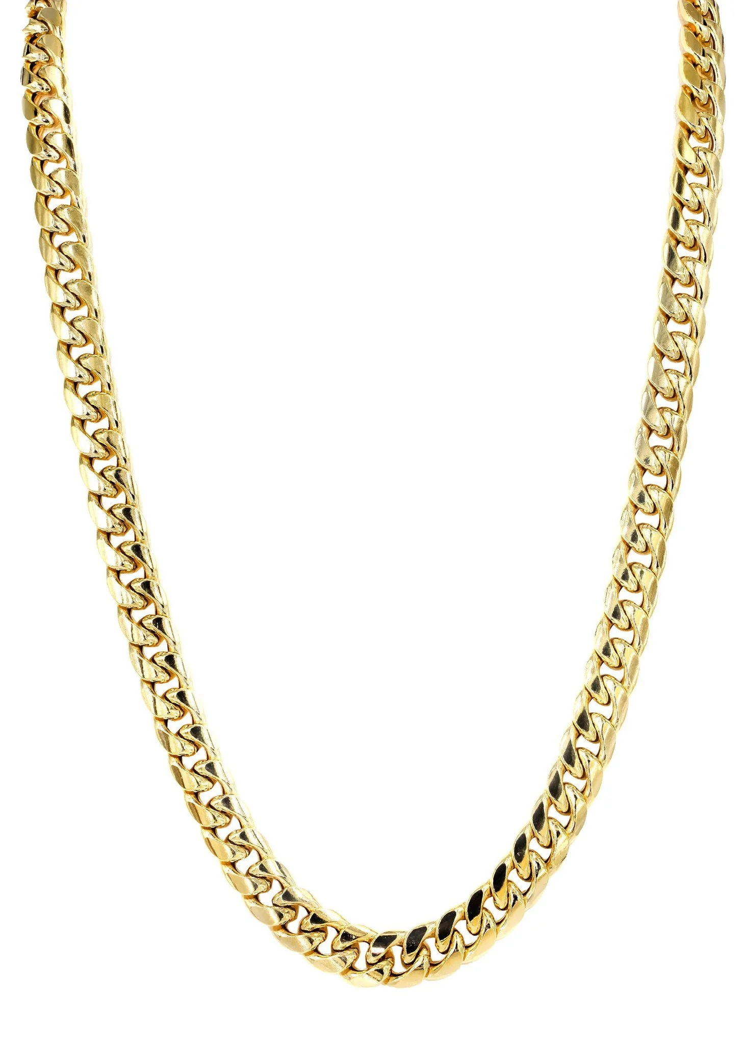 Womens 14K Gold Chain - Semi Solid  Yellow Miami Cuban Link Chain - Image 3