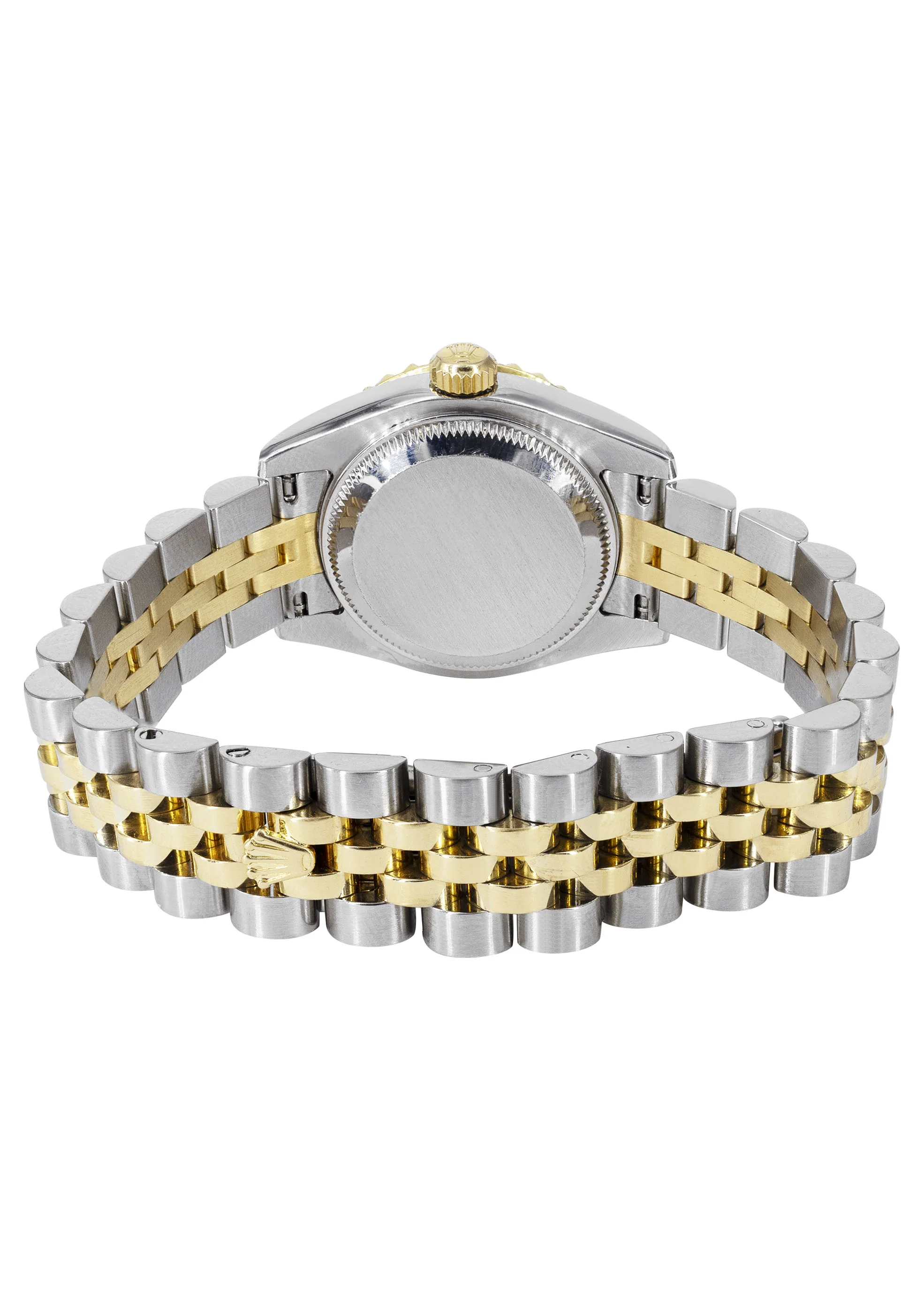 Womens Diamond Gold Hidden Clasp Rolex Watch | 1 Carat Bezel | 26Mm | Aqua Mother of Pearl Dial | Jubilee Band | Model 179173 - Image 5
