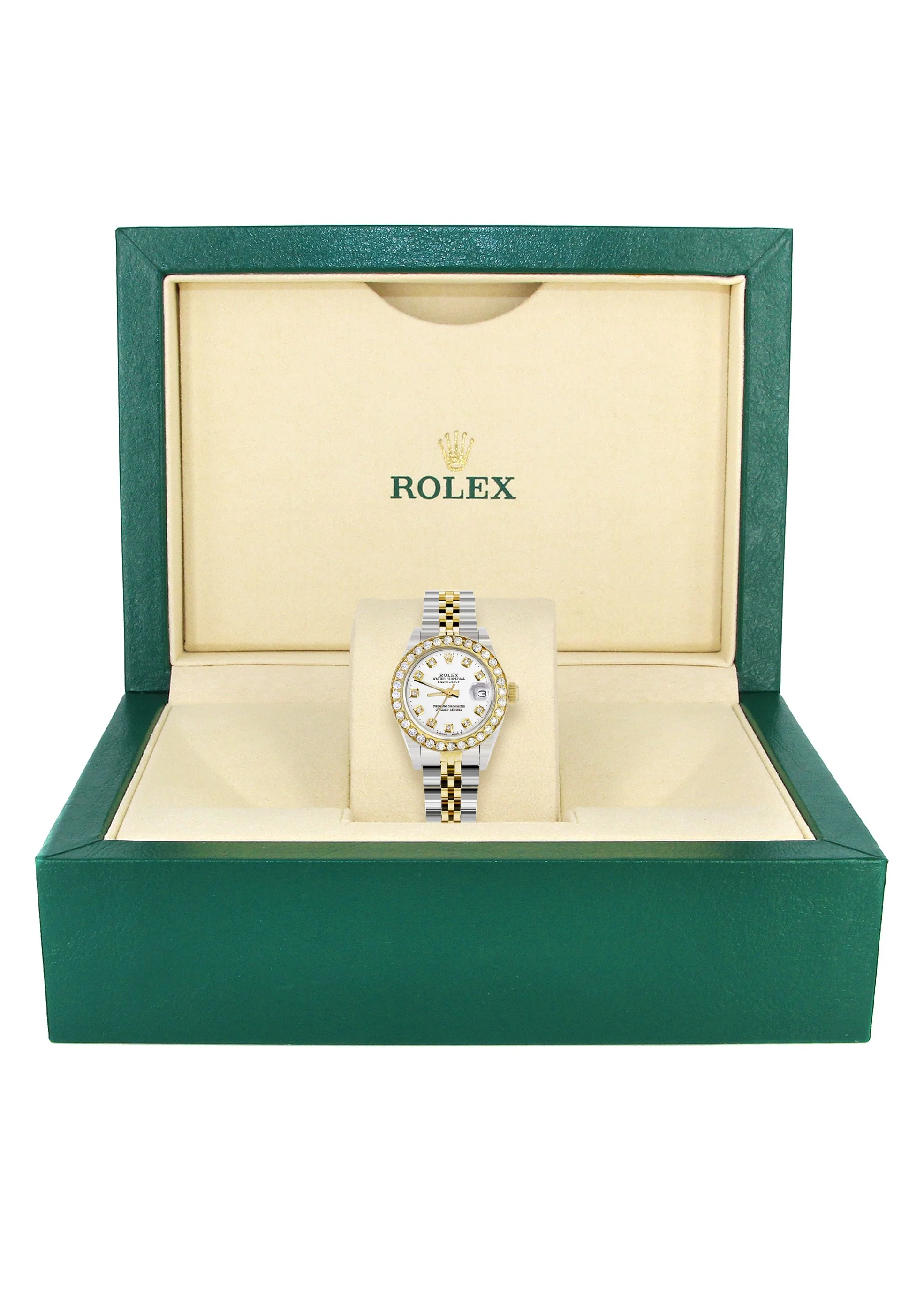 Womens Diamond Gold Rolex Watch | 1 Carat Bezel | 26Mm | Mother of Pearl Dial | Jubilee Band - Image 6