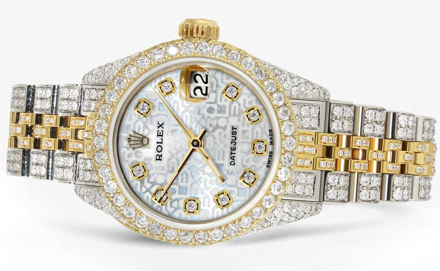 Womens Diamond Gold Rolex Watch | 26Mm | Texture Dial | Jubilee Band - Image 2