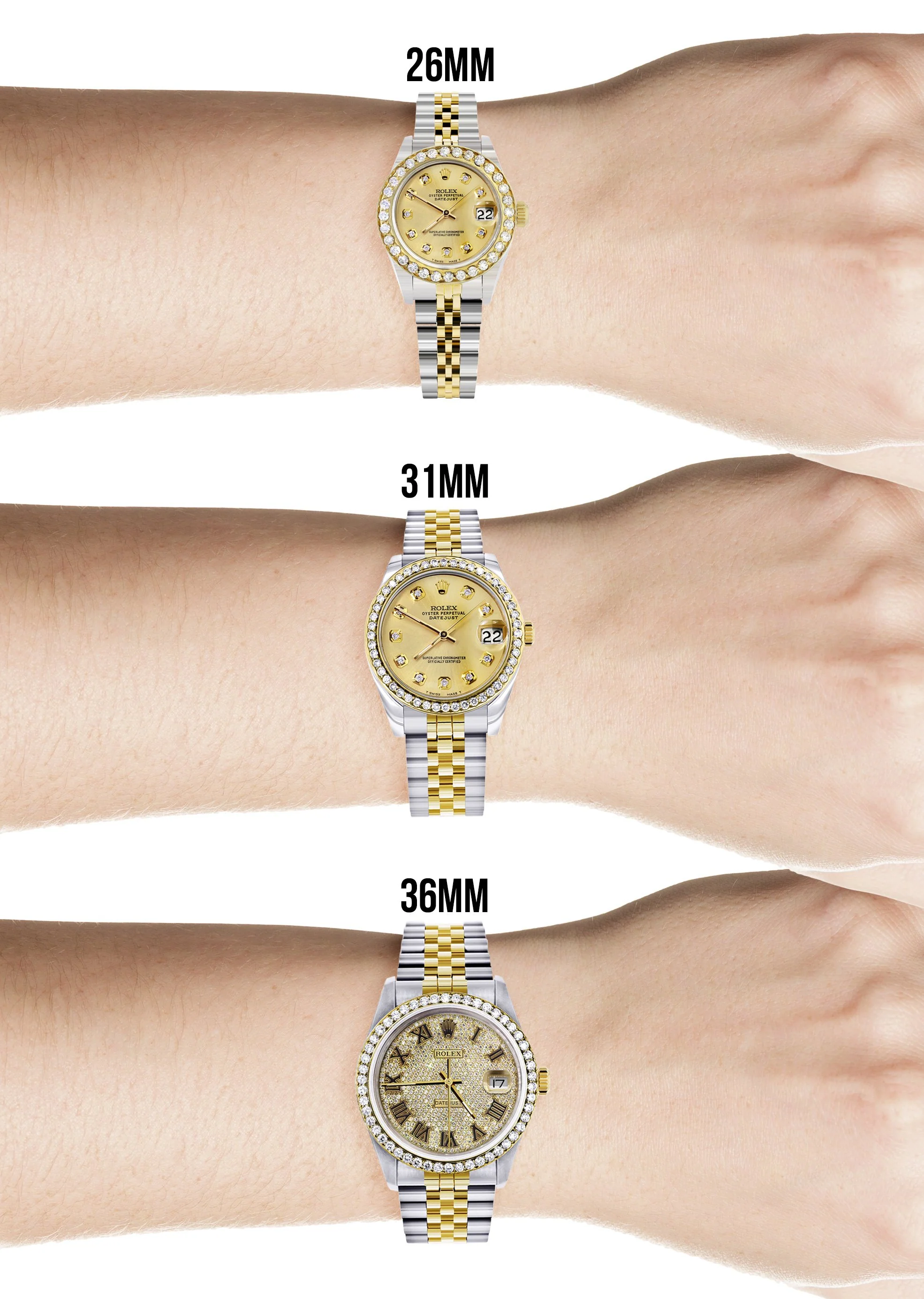 Womens Diamond Gold Rolex Watch | 1 Carat Bezel | 26Mm | Black Dial | Jubilee Band - Image 7