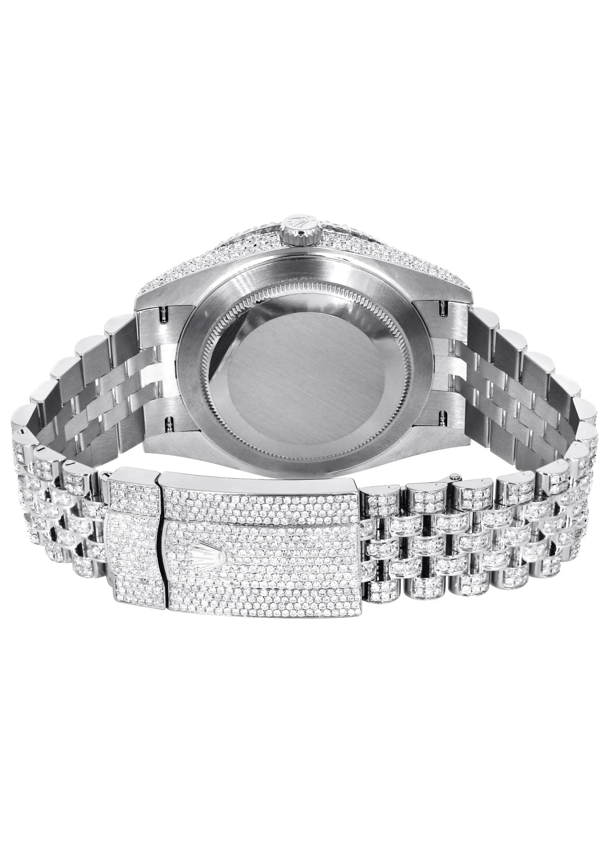 Womens Diamond Iced Out Rolex Datejust 41 | 25 Carats Of Diamonds | Custom Mother of Pearl Arabic Numeral Diamond Dial | Two Row | Jubilee Band - Image 3