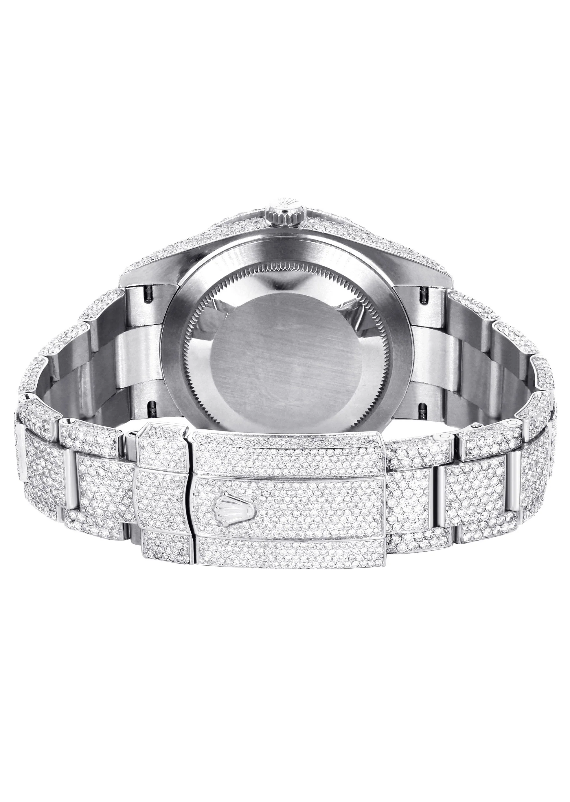Womens Diamond Iced Out Rolex Datejust 41 | 25 Carats Of Diamonds | Custom Silver Diamond Dial | Two Row | Oyster Band - Image 5
