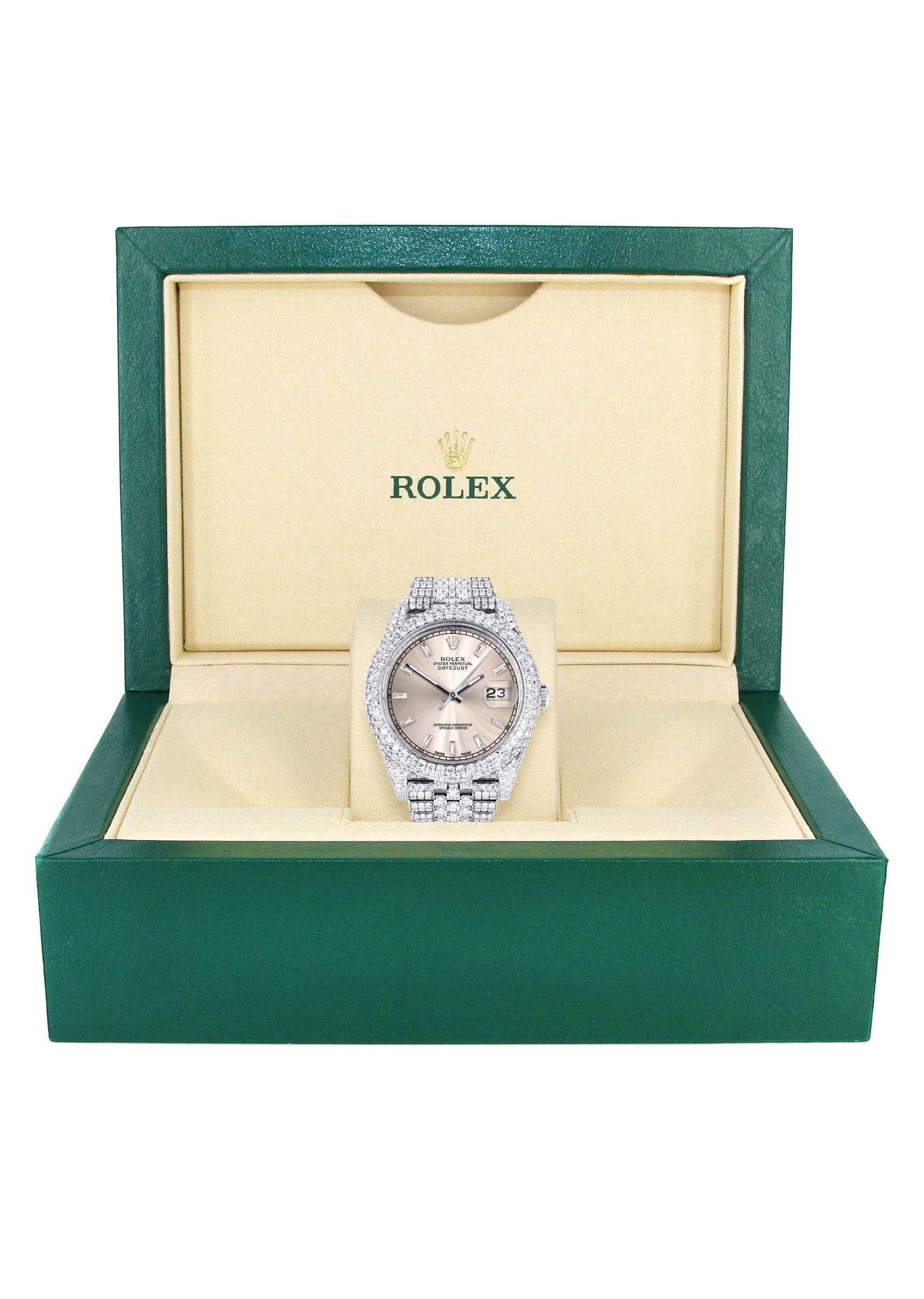 Womens Diamond Iced Out Rolex Datejust 41 | 25 Carats Of Diamonds | Dawn Pink Diamond Dial | Two Row | Jubilee Band - Image 5