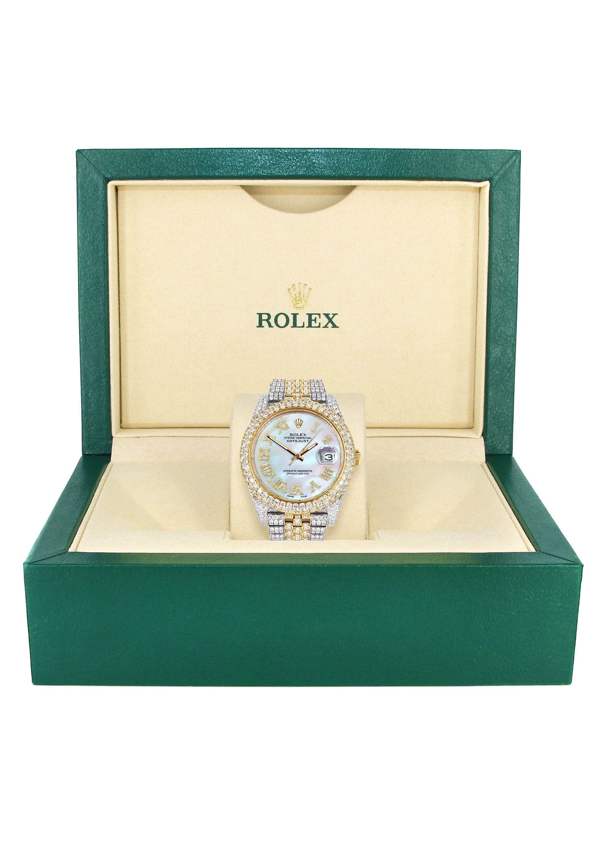 Womens Diamond Iced Out Rolex Datejust 41 | 25 Carats Of Diamonds | Mother Of Pearl Dial | Two Tone | Two Row | Jubilee Band - Image 5