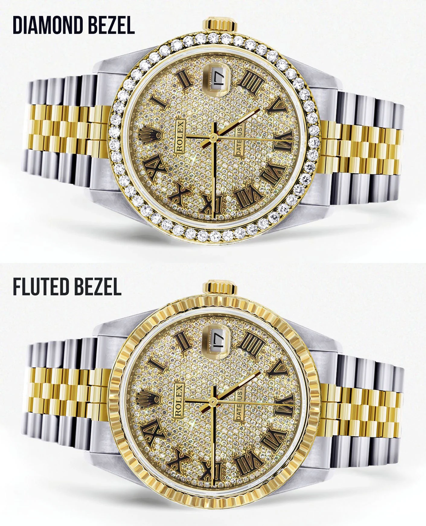 Womens Gold Rolex Watch 16233 | 36MM | Full Diamond Roman Dial | Jubilee Band - Image 2