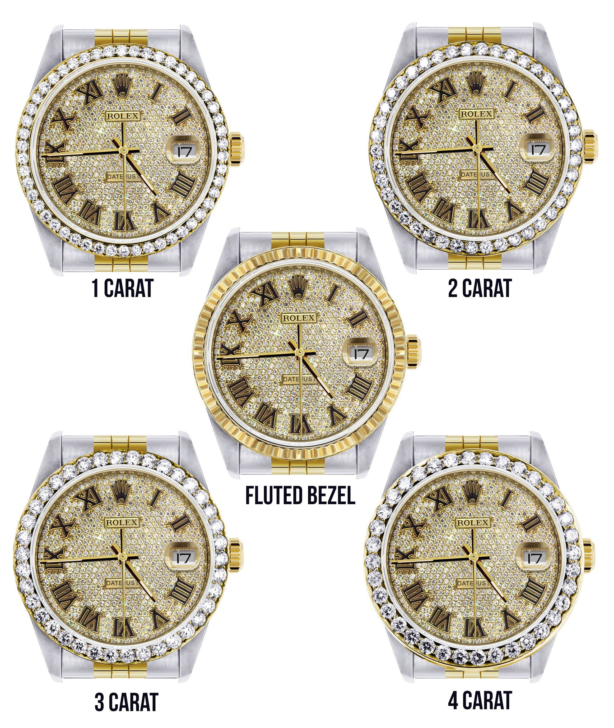 Womens Gold Rolex Watch 16233 | 36MM | Full Diamond Roman Dial | Jubilee Band - Image 3
