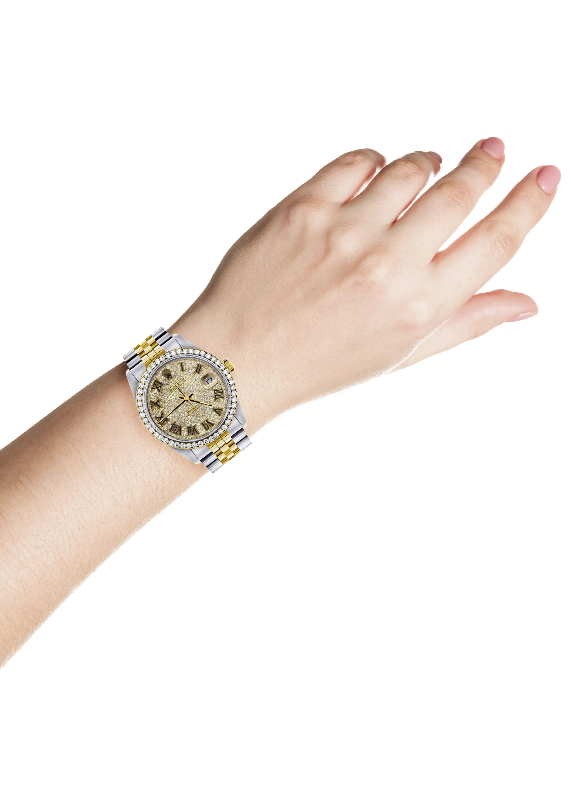 Womens Gold Rolex Watch 16233 | 36MM | Full Diamond Roman Dial | Jubilee Band - Image 4