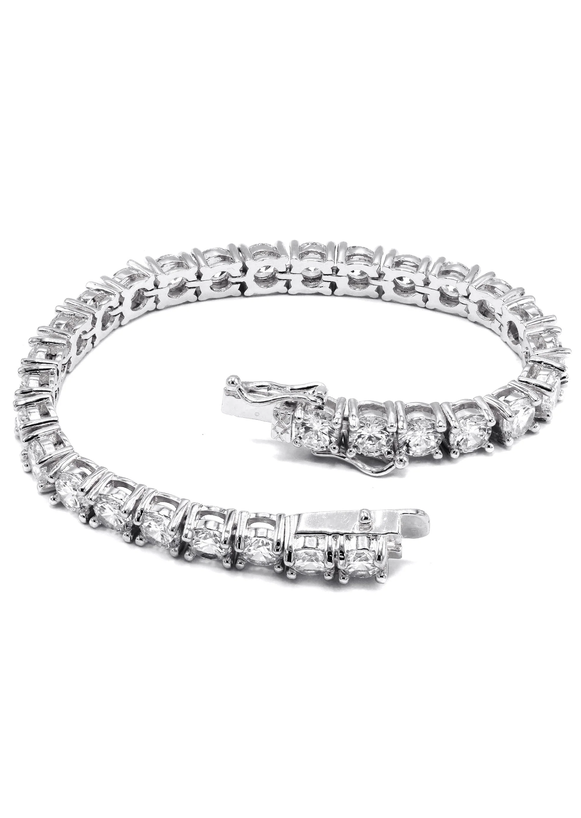 Womens Lab Grown Diamond Tennis Bracelet - 14K White Gold - Image 3
