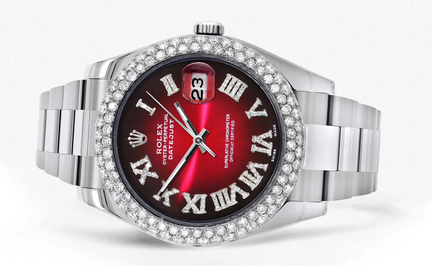 Womens Rolex Datejust II Watch | 41 MM | Black Red Roman Numeral Dial | Two Row | Oyster Band - Image 2