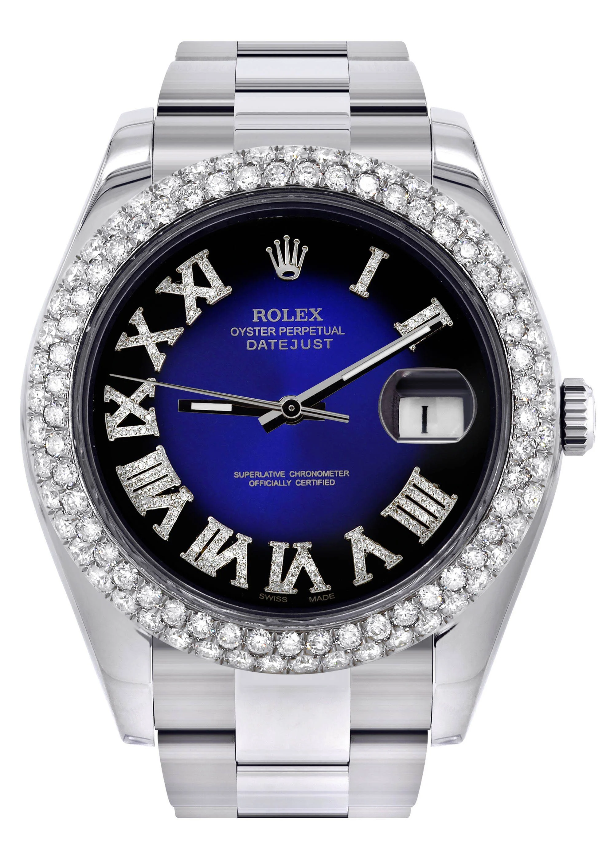 Womens Rolex Datejust II Watch | 41 MM | Blue Black Roman Numeral Dial | Two Row | Oyster Band