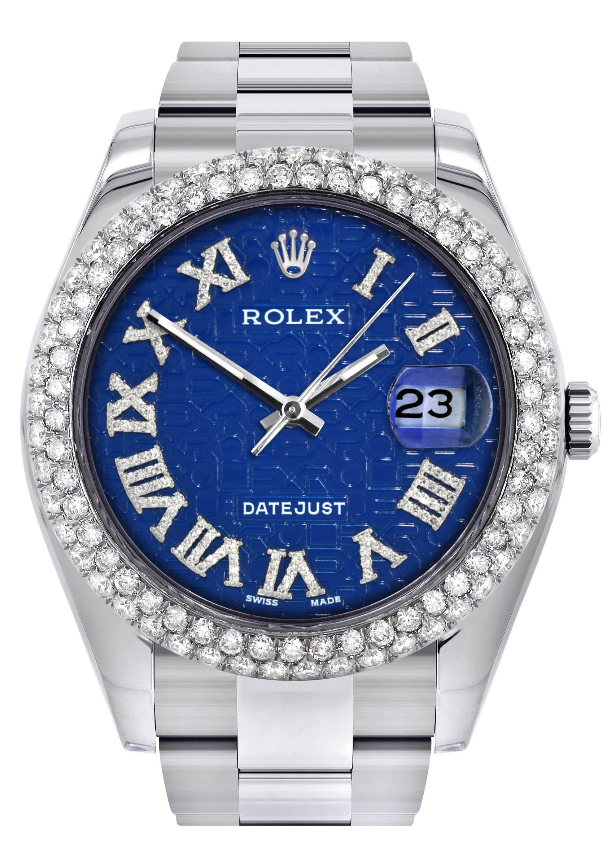 Womens Rolex Datejust II Watch | 41 MM | Blue Texture Dial | Two Row | Oyster Band