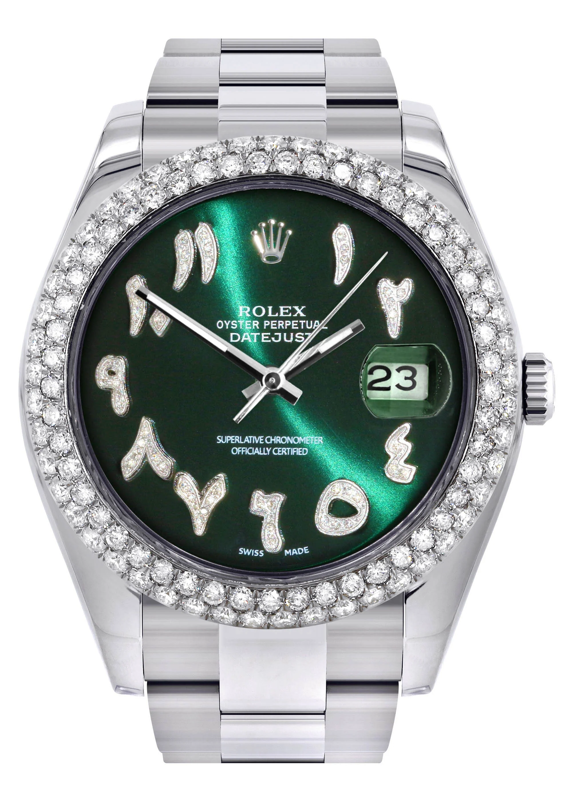 Womens Rolex Datejust II Watch | 41 MM | Green Arabic Numeral Dial | Two Row | Oyster Band