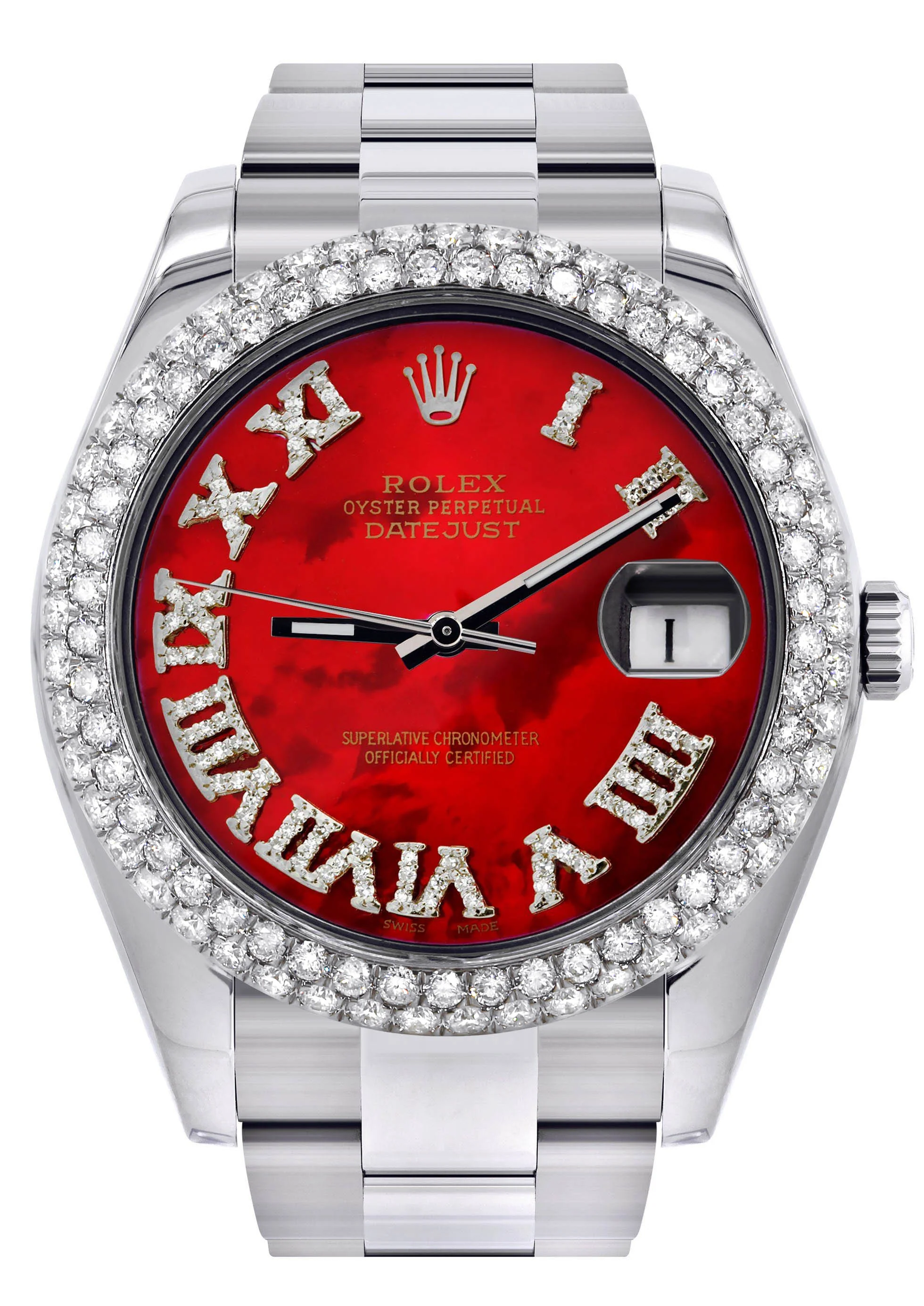 Womens Rolex Datejust II Watch | 41 MM | Red Pearl Roman Numeral Dial | Two Row | Oyster Band