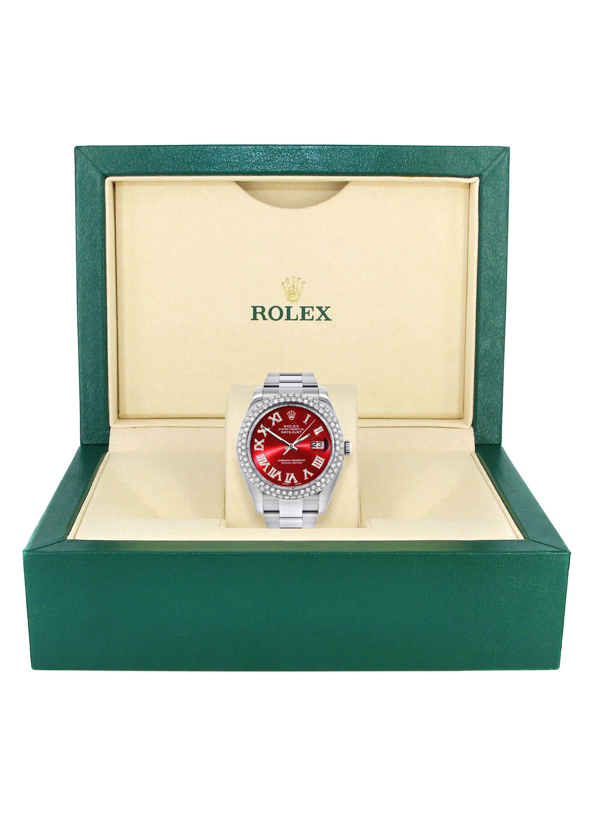 Womens Rolex Datejust II Watch | 41 MM | Red Roman Numeral Dial | Two Row | Oyster Band - Image 6