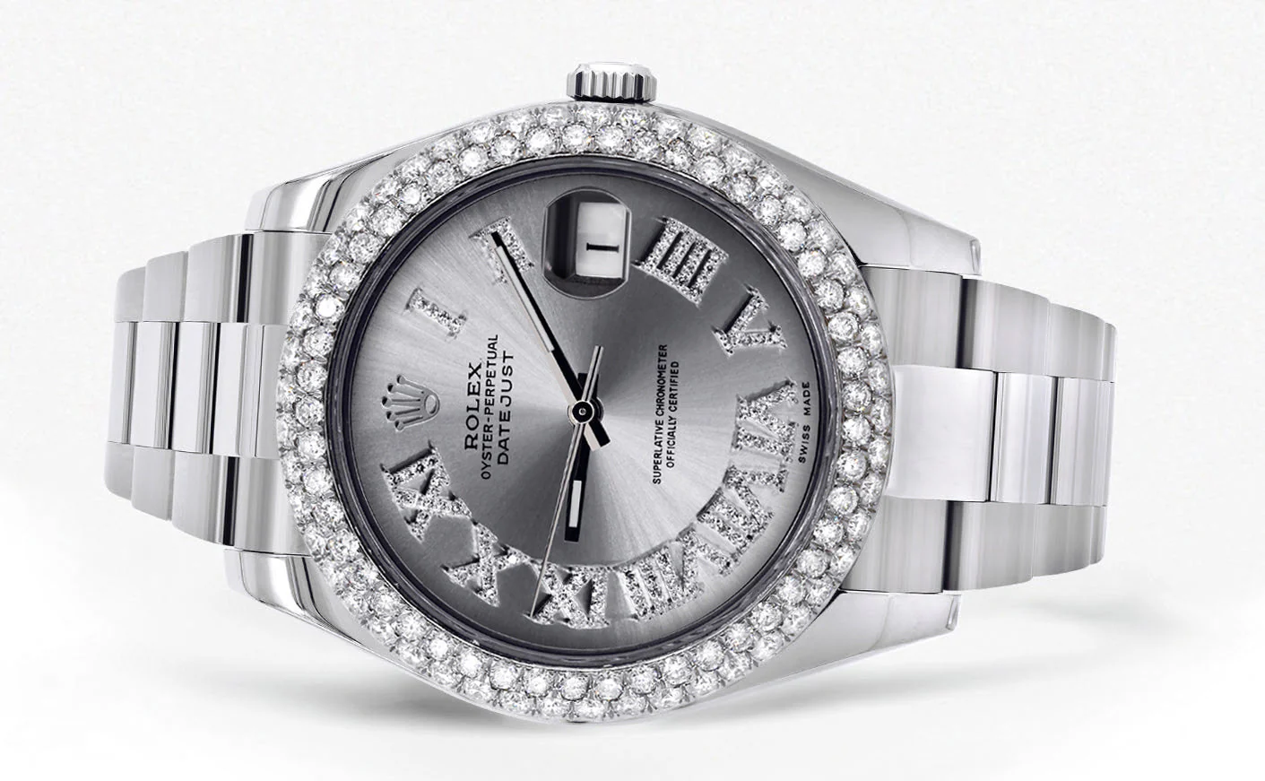 Womens Rolex Datejust II Watch | 41 MM | Silver Roman Numeral Dial | Two Row | Oyster Band - Image 2