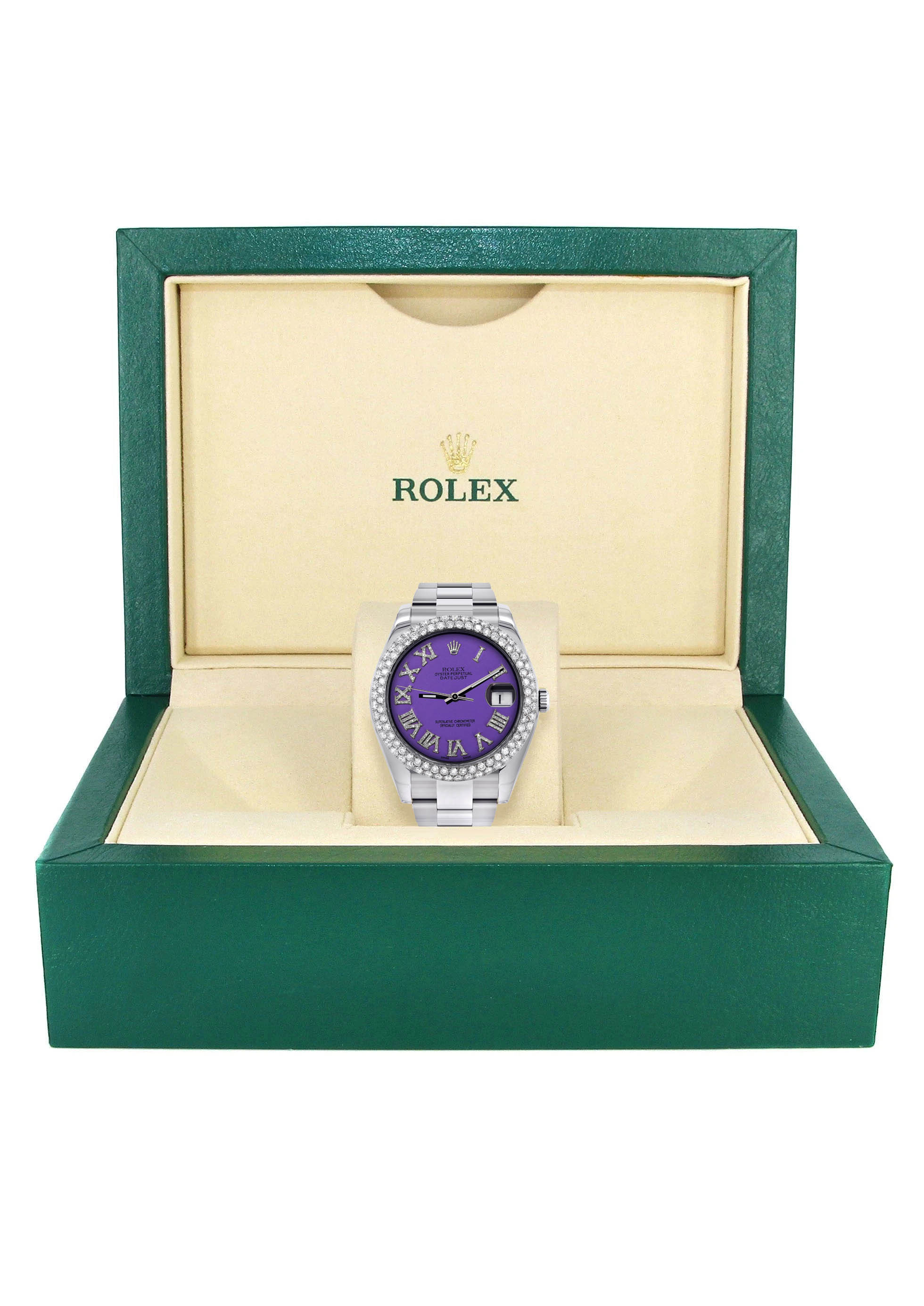 Womens Rolex Datejust II Watch | 41 MM | Violet Roman Numeral Dial | Two Row | Oyster Band - Image 3