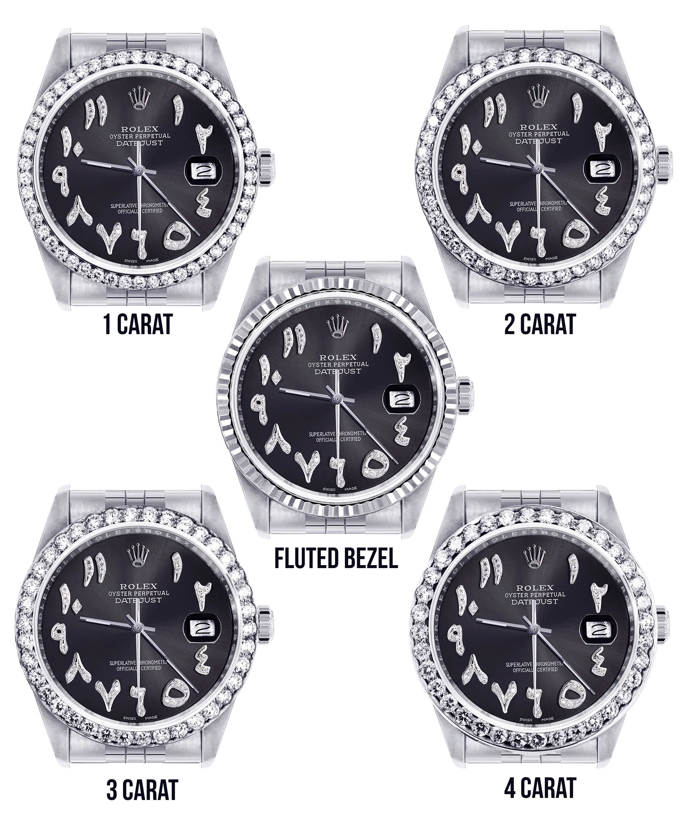 Womens Rolex Datejust Watch 16200 | 36 MM | Custom Arabic Diamond Dial | Jubilee Band | Diamond Bezel - Image 3