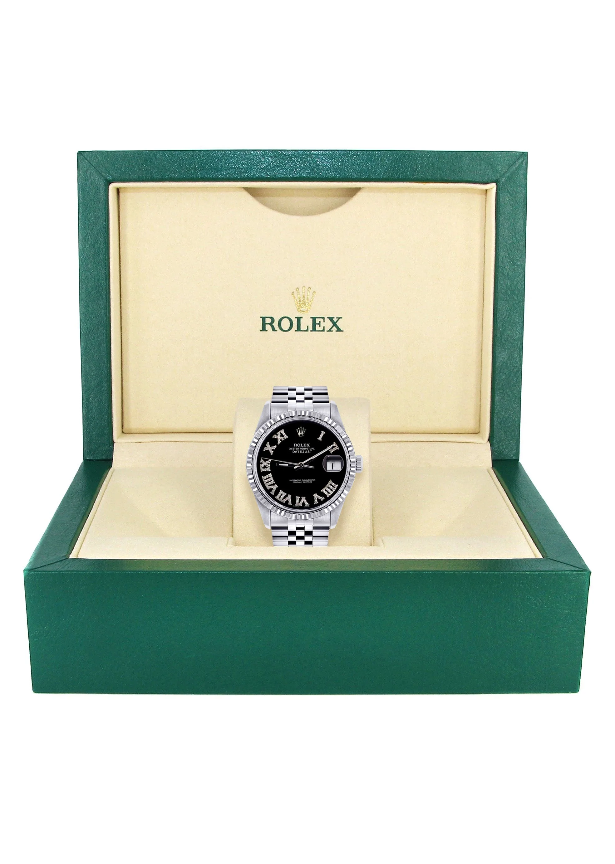 Womens Rolex Datejust Watch 16200 | Fluted Bezel | 36Mm | Black Roman Numeral Dial | Fluted Bezel | Jubilee Band - Image 5